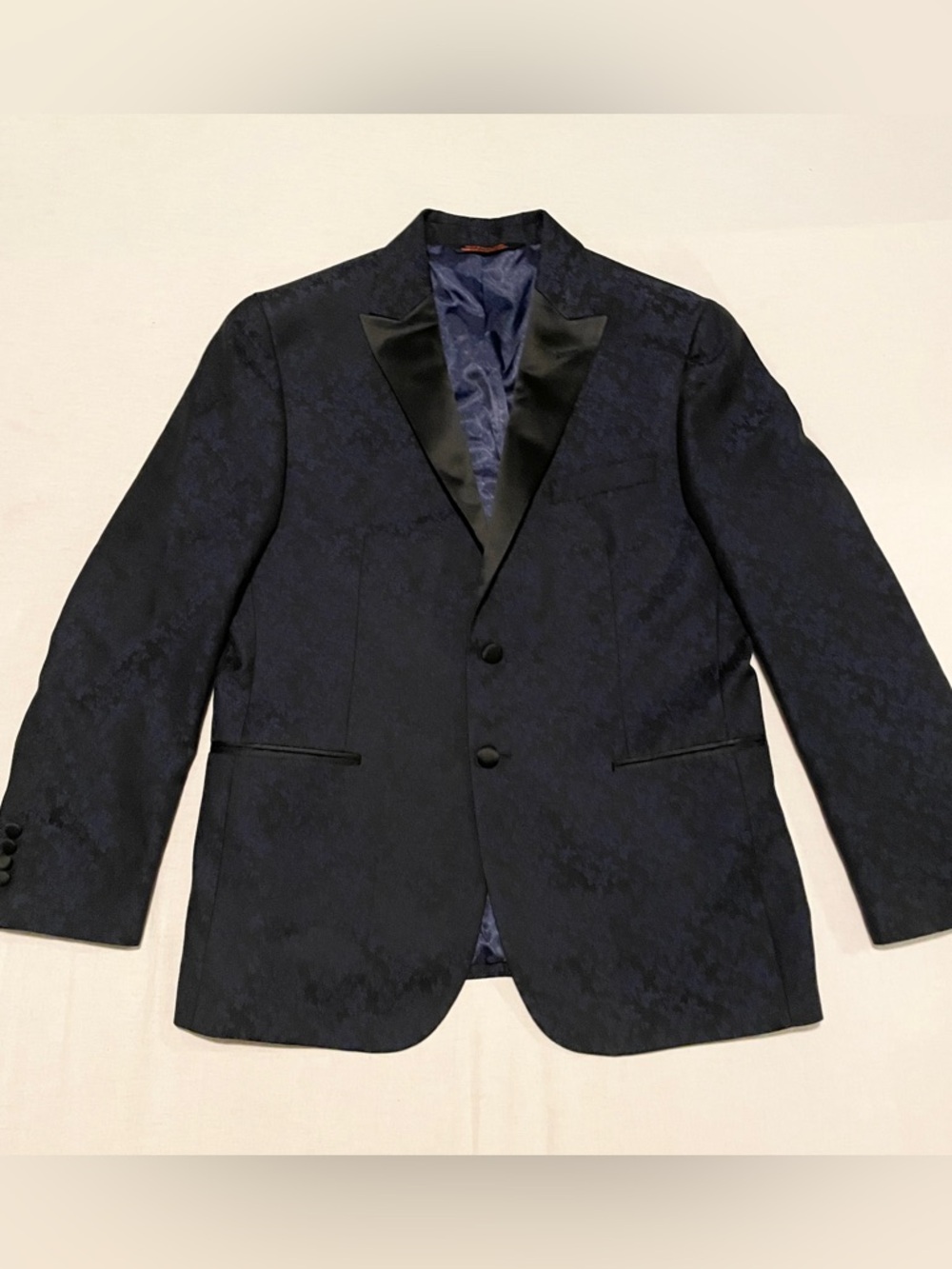 Egara Moores Blue Floral Jacquard Tuxedo Jacket Slim Fit 44R
